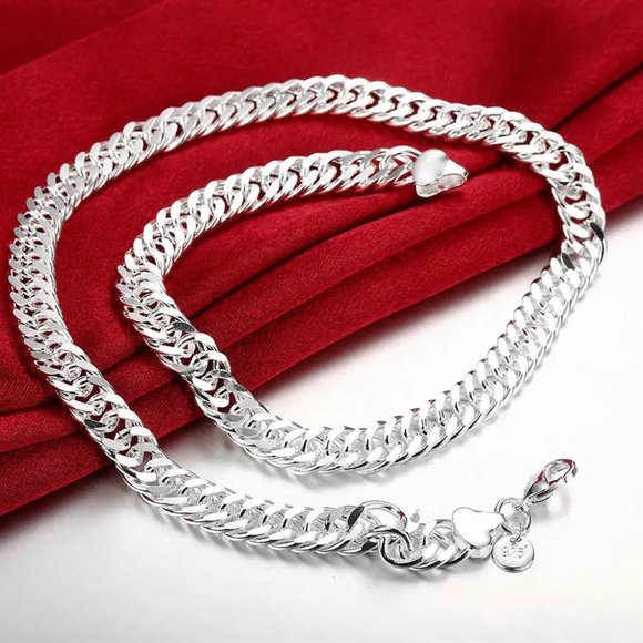20" Long Cuban Link Chain 6mm Wide Silver - Picture 3 of 4